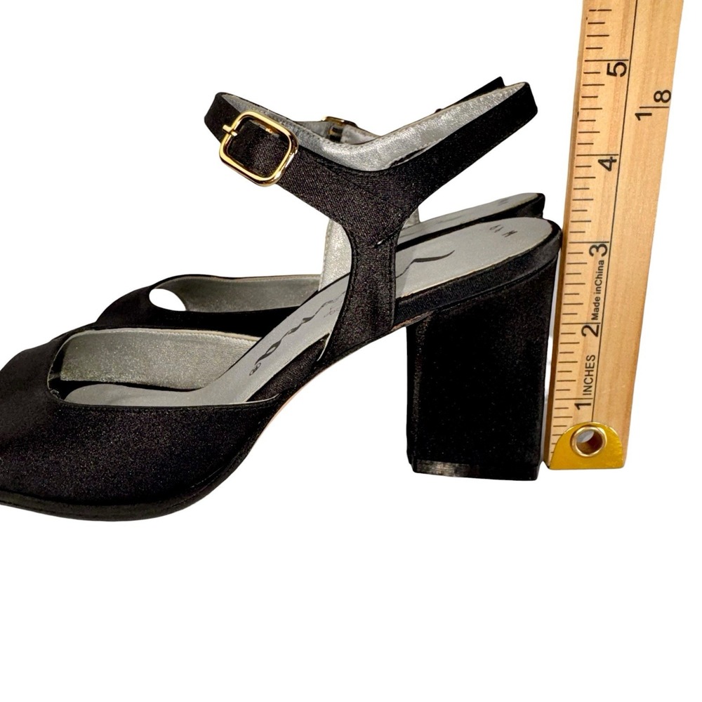 Nina Womens Black Slingback Heels Open Toe Ankle Strap Buckle Solid Sz 6.5 M - Picture 7 of 7